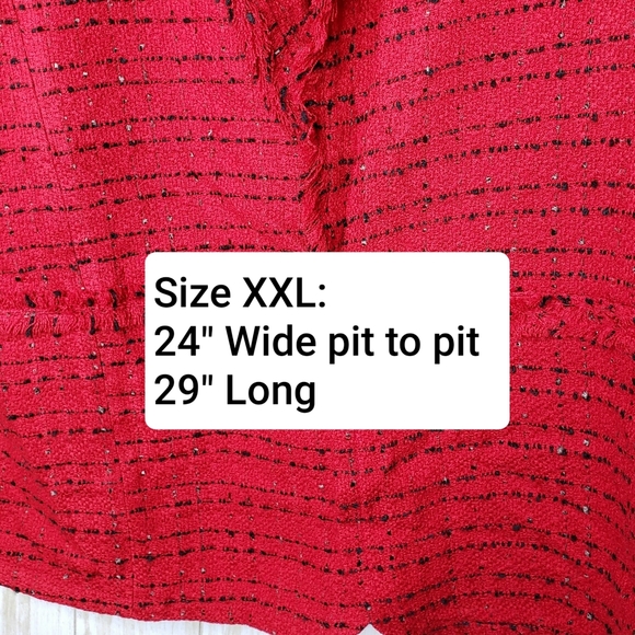 Worthington Womens Blazer Open Front Tweed Red & Black Plus Size XXL Jacket - Picture 5 of 16